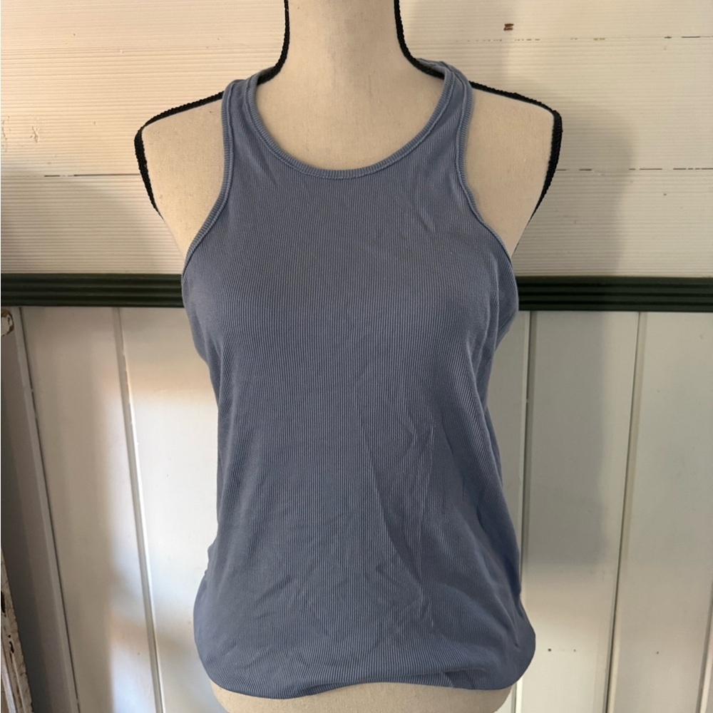 Topshop Ribbed Racerback Tank Dusty Blue Size L